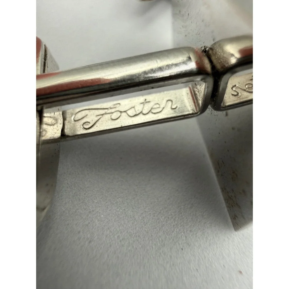 VTG Foster‎ Silver Tone Black Cabochon Scroll Trapezoid Cufflinks Mens Jewelry
